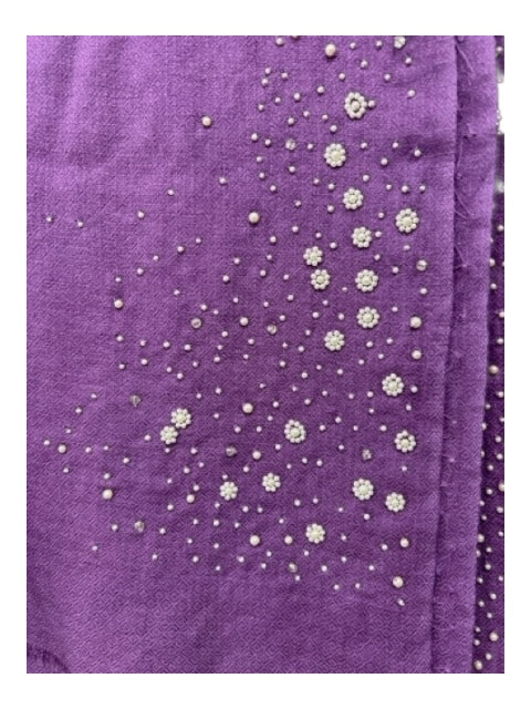Janavi Purple Cashmere Blend Beaded Fray Detail scarf Purple / One Size