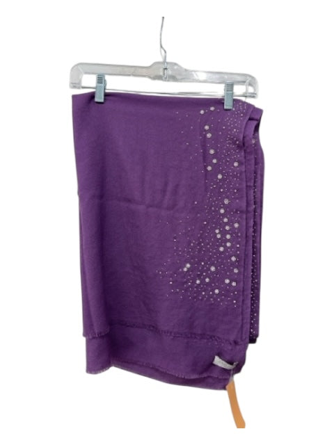 Janavi Purple Cashmere Blend Beaded Fray Detail scarf Purple / One Size