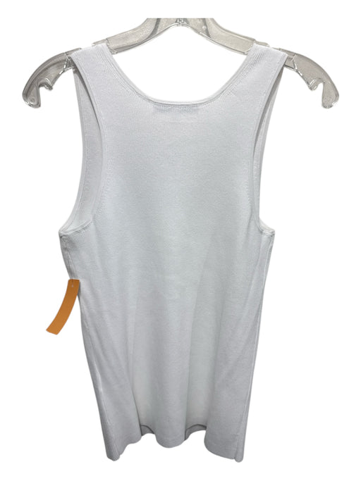Tibi Size M White Viscose Ribbed Sleeveless Top White / M
