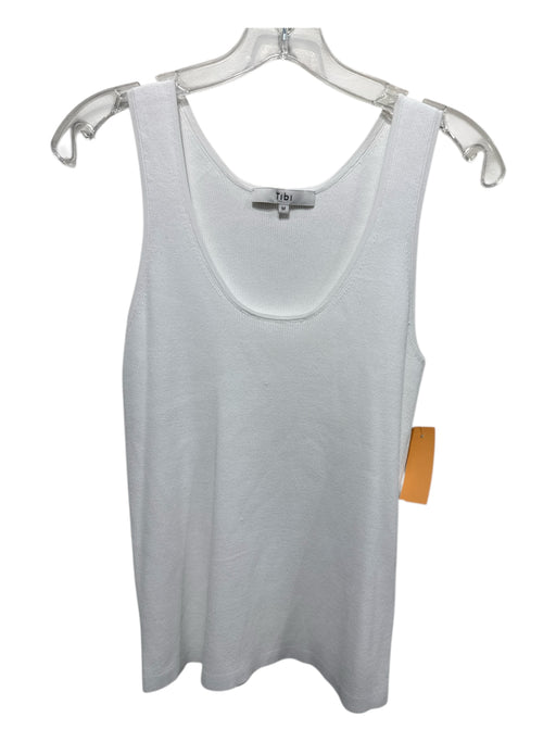 Tibi Size M White Viscose Ribbed Sleeveless Top White / M
