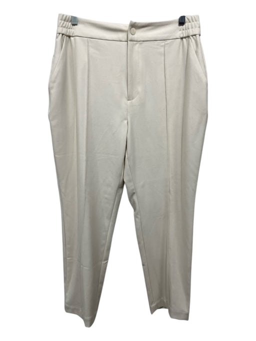 Varley Size 27 Cream White Polyester Blend Elastic Waist Twill Pintuck Pants Cream White / 27