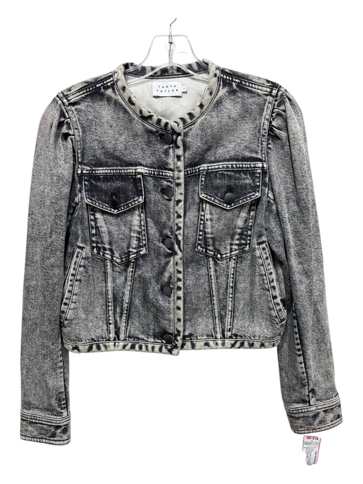 Tanya Taylor Size S Acid Wash Black Cotton Button Front chest pockets Jacket Acid Wash Black / S