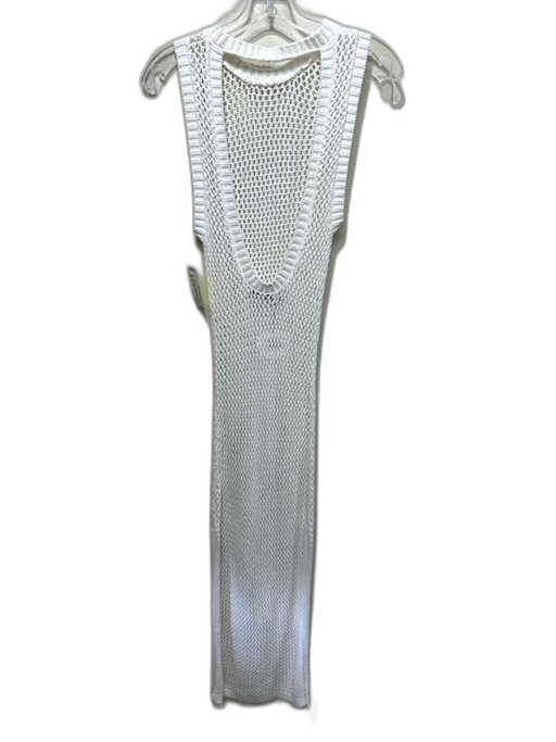 Olivaceous Size M White Cotton Open Knit Sleeveless Scoop Back Side Slits Dress White / M
