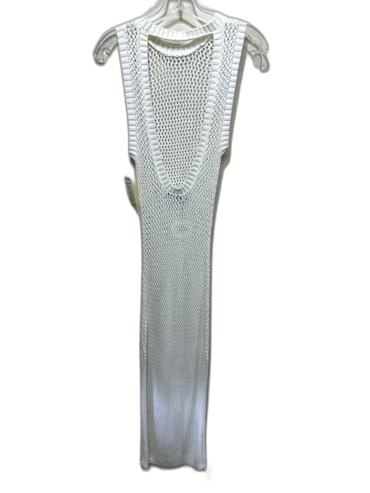 Olivaceous Size M White Cotton Open Knit Sleeveless Scoop Back Side Slits Dress White / M