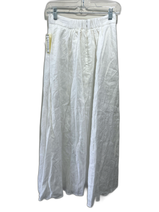 Dissh Size 4 White Linen Elastic Back Back Zip Gathered Waist Midi Skirt White / 4
