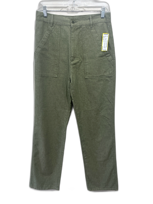 Djerf Avenue Size XS Green Cotton High Waist Belt Loops Button & Zip Fly Pants Green / XS