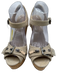 Miu Miu Shoe Size 40 Beige textile upper Silver Tone Accent Ankle Buckle Sandals Beige / 40