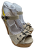 Miu Miu Shoe Size 40 Beige textile upper Silver Tone Accent Ankle Buckle Sandals Beige / 40