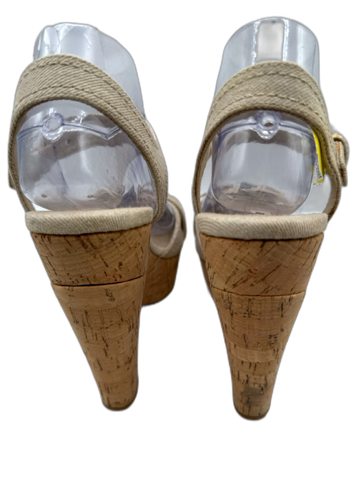 Miu Miu Shoe Size 40 Beige textile upper Silver Tone Accent Ankle Buckle Sandals Beige / 40