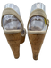 Miu Miu Shoe Size 40 Beige textile upper Silver Tone Accent Ankle Buckle Sandals Beige / 40
