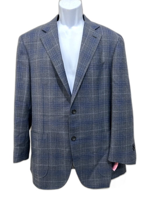 Canali Blue & Gray Wool Plaid 2 Button Men's Blazer Blue & Gray / 54
