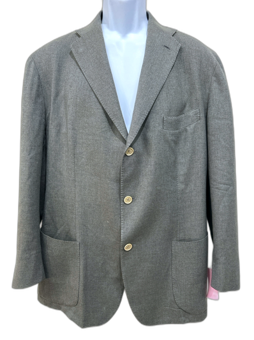 Loro Piana AS IS - Stained Green & Tan Wool Blend Solid 3 button Men's Blazer Green & Tan / 52