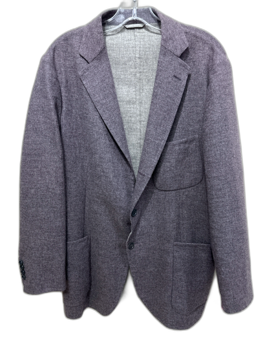 Belvest Purple Wool Blend Solid Patch Pocket 3 button Men's Blazer Purple / Est 42
