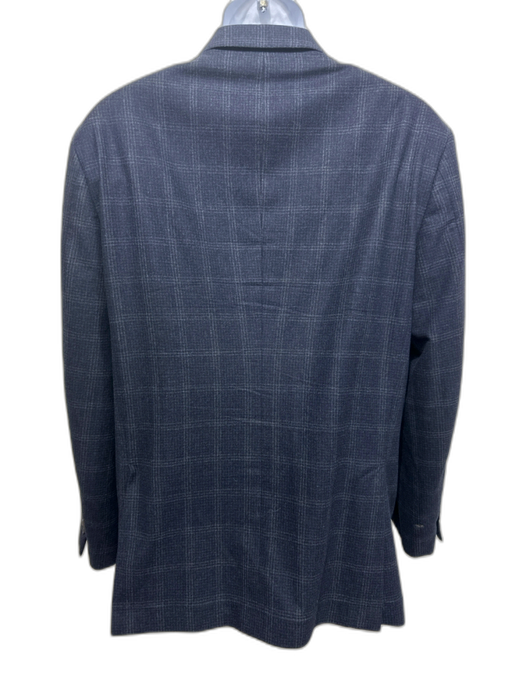 Brunello Cucinelli AS IS Blue Wool Blend Plaid 3 button Men's Suit Blue / Est 42