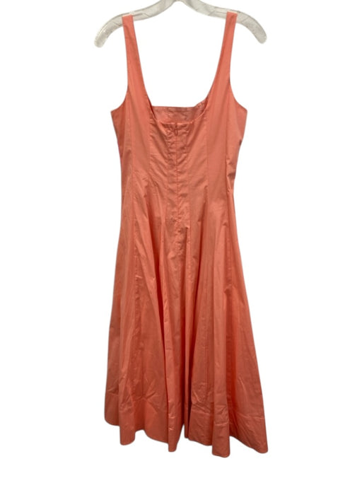 Staud Size 10 Coral Pink Cotton Blend Sleeveless Paneled Square Neck Dress Coral Pink / 10