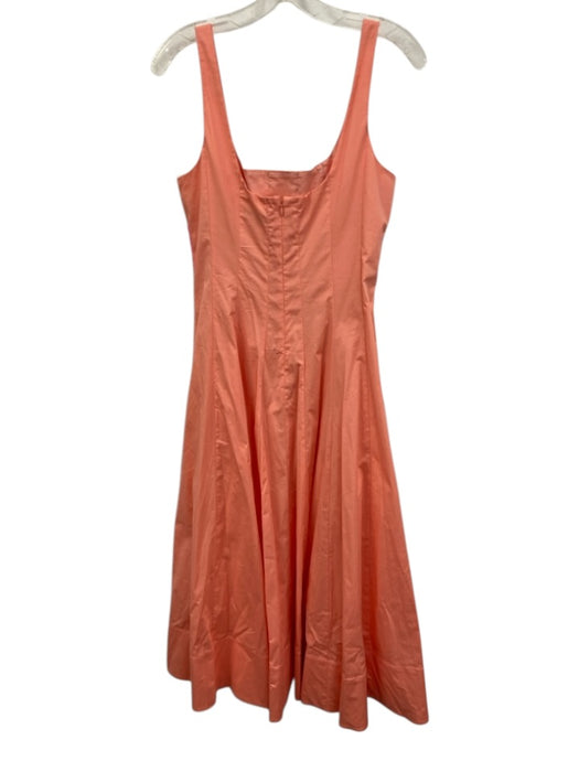 Staud Size 10 Coral Pink Cotton Blend Sleeveless Paneled Square Neck Dress Coral Pink / 10