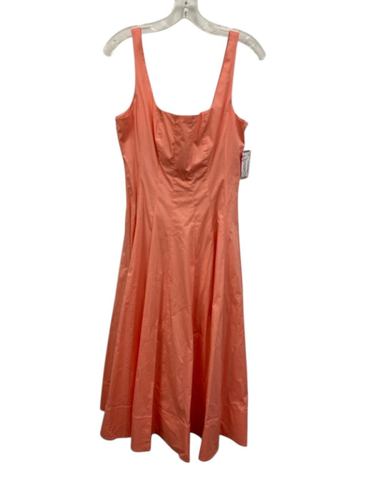 Staud Size 10 Coral Pink Cotton Blend Sleeveless Paneled Square Neck Dress Coral Pink / 10