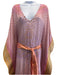 Lolita Jaca Size One Size Purple & Yellow Silk Embroidered V Neck Kaftan Dress Purple & Yellow / One Size