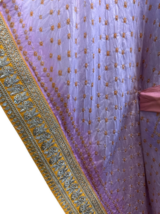 Lolita Jaca Size One Size Purple & Yellow Silk Embroidered V Neck Kaftan Dress Purple & Yellow / One Size