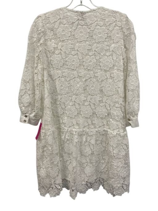 J. Marie Size XS White Polyester Floral Lace Overlay 3/4 Balloon Sleeve Dress White / XS
