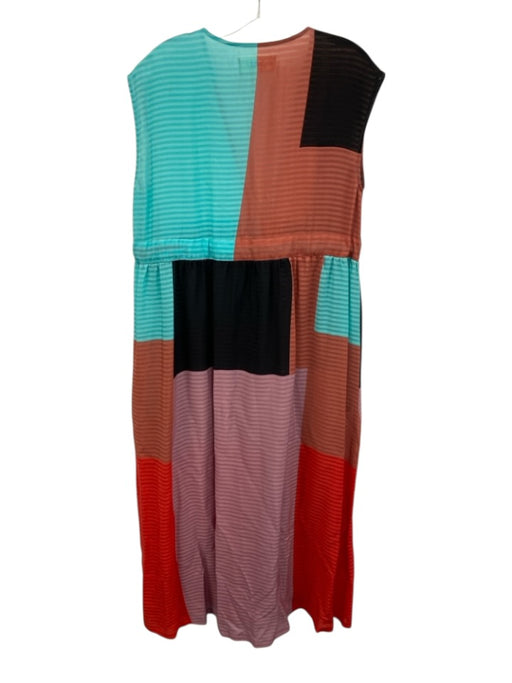 Mara Hoffman SWIM Size M Blue, Red & Multi Lyocell Striped Color Block Dress Blue, Red & Multi / M