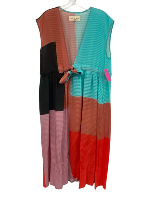 Mara Hoffman SWIM Size M Blue, Red & Multi Lyocell Striped Color Block Dress Blue, Red & Multi / M