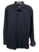 Corneliani Size 17 Navy Cotton Solid Button Up Men's Long Sleeve Shirt Navy / 17