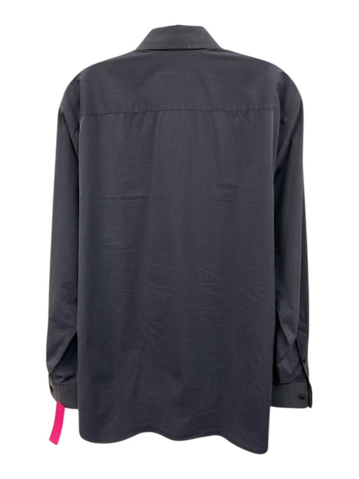 Zegna Size XL Blue Cotton Solid Button Up Men's Long Sleeve Shirt Blue / XL