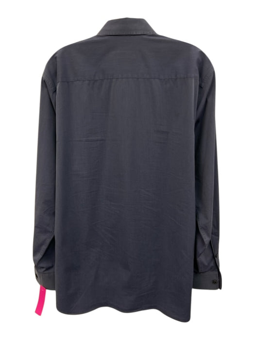 Zegna Size XL Blue Cotton Solid Button Up Men's Long Sleeve Shirt Blue / XL