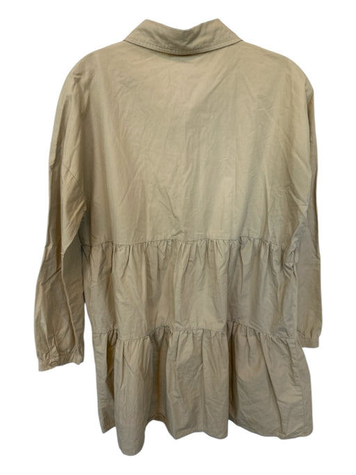 Mazik Size S Tan Cotton Long Sleeve Buttons Collar Dress Tan / S