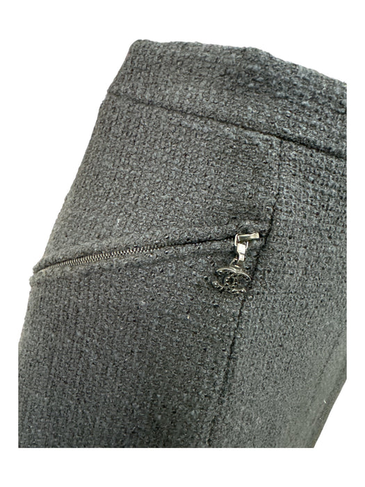 Chanel Size S / 40 Black Wool Blend Tweed Logo Zipper Zip Pocket Pencil Skirt Black / S / 40