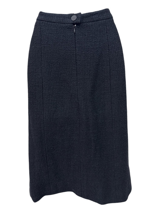 Chanel Size S / 40 Black Wool Blend Tweed Logo Zipper Zip Pocket Pencil Skirt Black / S / 40