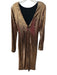 Dress the Population Size M Copper Nylon Sequined Long Sleeve V Back Dress Copper / M