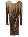 Dress the Population Size M Copper Nylon Sequined Long Sleeve V Back Dress Copper / M