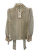 Zara Cream & Black Polyester Organza Polka Dot Button Down Top Cream & Black
