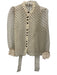 Zara Cream & Black Polyester Organza Polka Dot Button Down Top Cream & Black