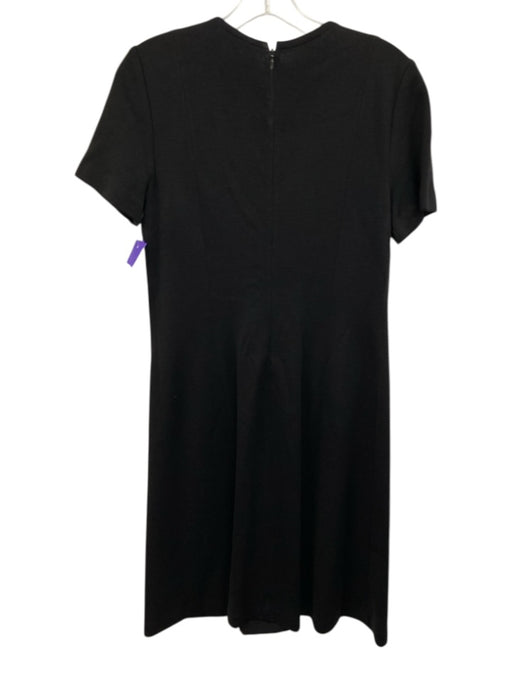 St John Size 4 Black Wool Blend Short Sleeve Lace Up Front Grommet Dress Black / 4