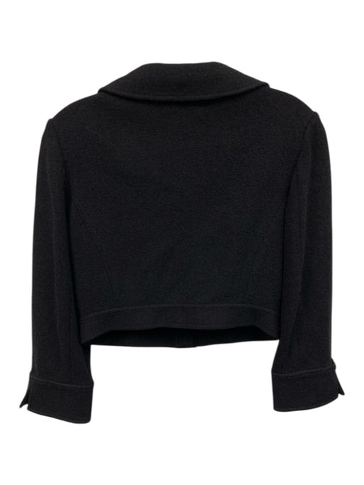 St. John Collection Size 4 Black Wool Knit Peter Pan Collar Button Up Jacket Black / 4