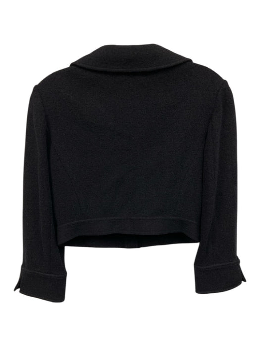 St. John Collection Size 4 Black Wool Knit Peter Pan Collar Button Up Jacket Black / 4