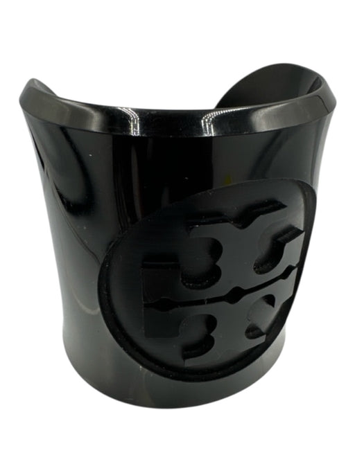 Tory Burch Black Acetate Engraved Cuff Bracelet Black