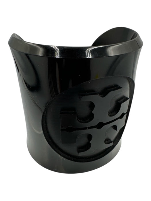 Tory Burch Black Acetate Engraved Cuff Bracelet Black