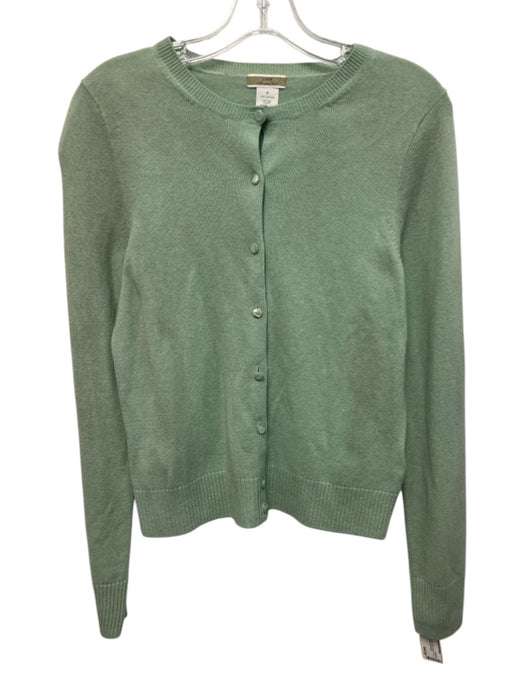 J. Crew Size M Mint Green Cashmere Knit Button Front Ribbed Hem Cardigan Sweater Mint Green / M