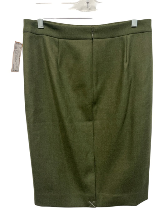 J. Crew Size 6 Army Green Wool Felted Pencil Back Zip Knee length Skirt Army Green / 6
