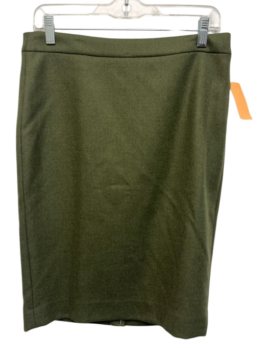 J. Crew Size 6 Army Green Wool Felted Pencil Back Zip Knee length Skirt Army Green / 6