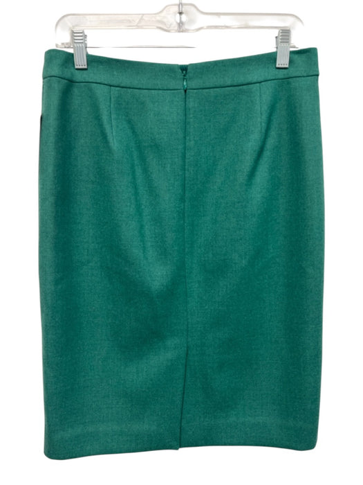 J. Crew Size 6 Teal Green Wool Felted Pencil Back Zip Knee length Skirt Teal Green / 6
