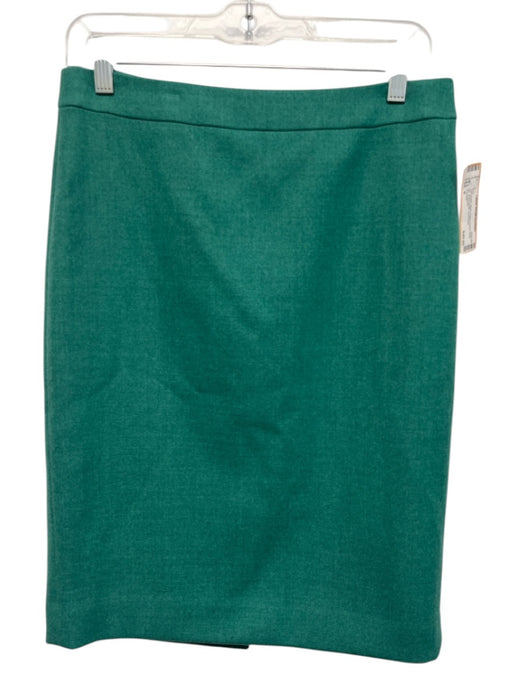 J. Crew Size 6 Teal Green Wool Felted Pencil Back Zip Knee length Skirt Teal Green / 6
