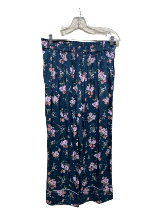 Rebecca Taylor Size 4/6 Navy Blue & Pink Print Silk & Viscose Floral Pant Set Navy Blue & Pink Print / 4/6