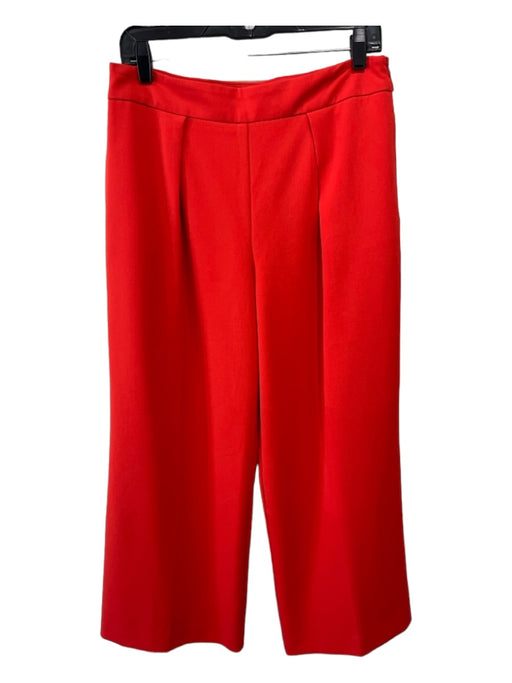 Trina Turk Size 6 Orange Polyester Pleated Side Zip Straight Wide Cut Crop Pants Orange / 6