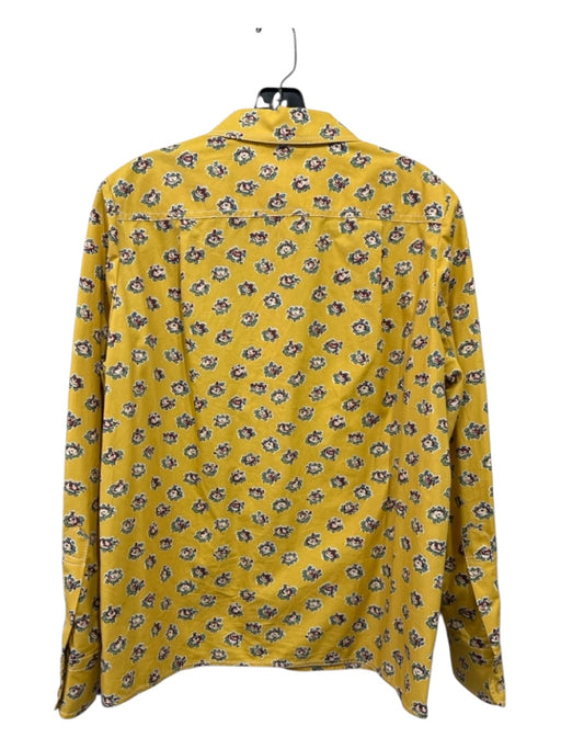 Tory Burch Size 6 Mustard Yellow Print Cotton Button Floral Long Sleeve Top Mustard Yellow Print / 6