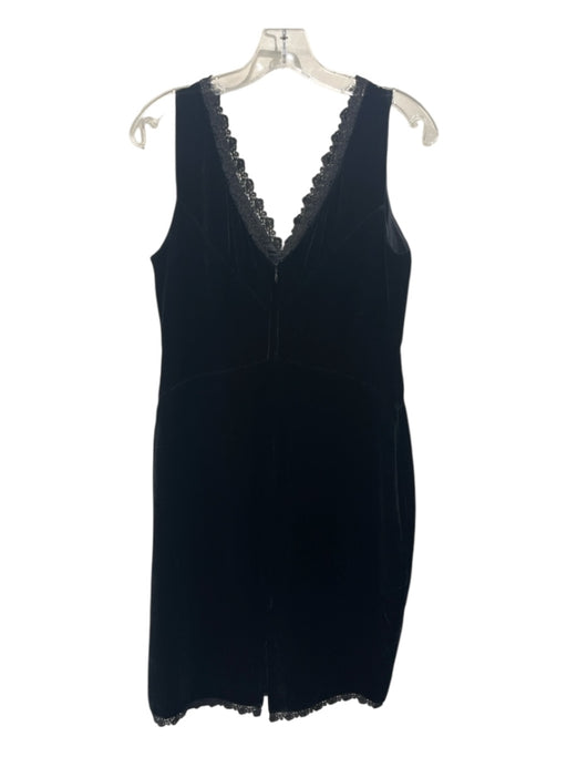 Bloomingdale's Size 8P Black Velvet Lace Trim V Neck Sleeveless Dress Black / 8P